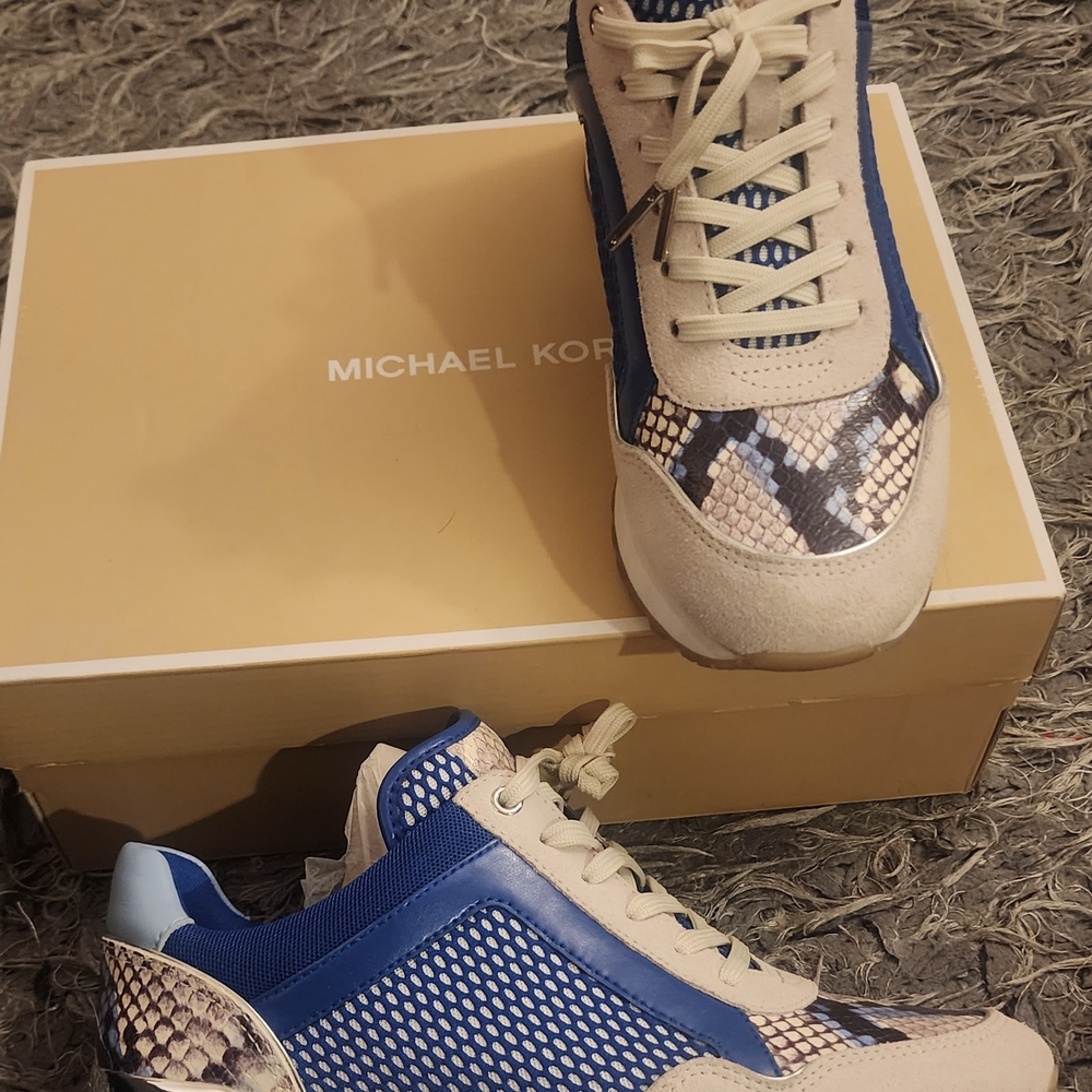Michael Kors Blue and Beige Sneakers